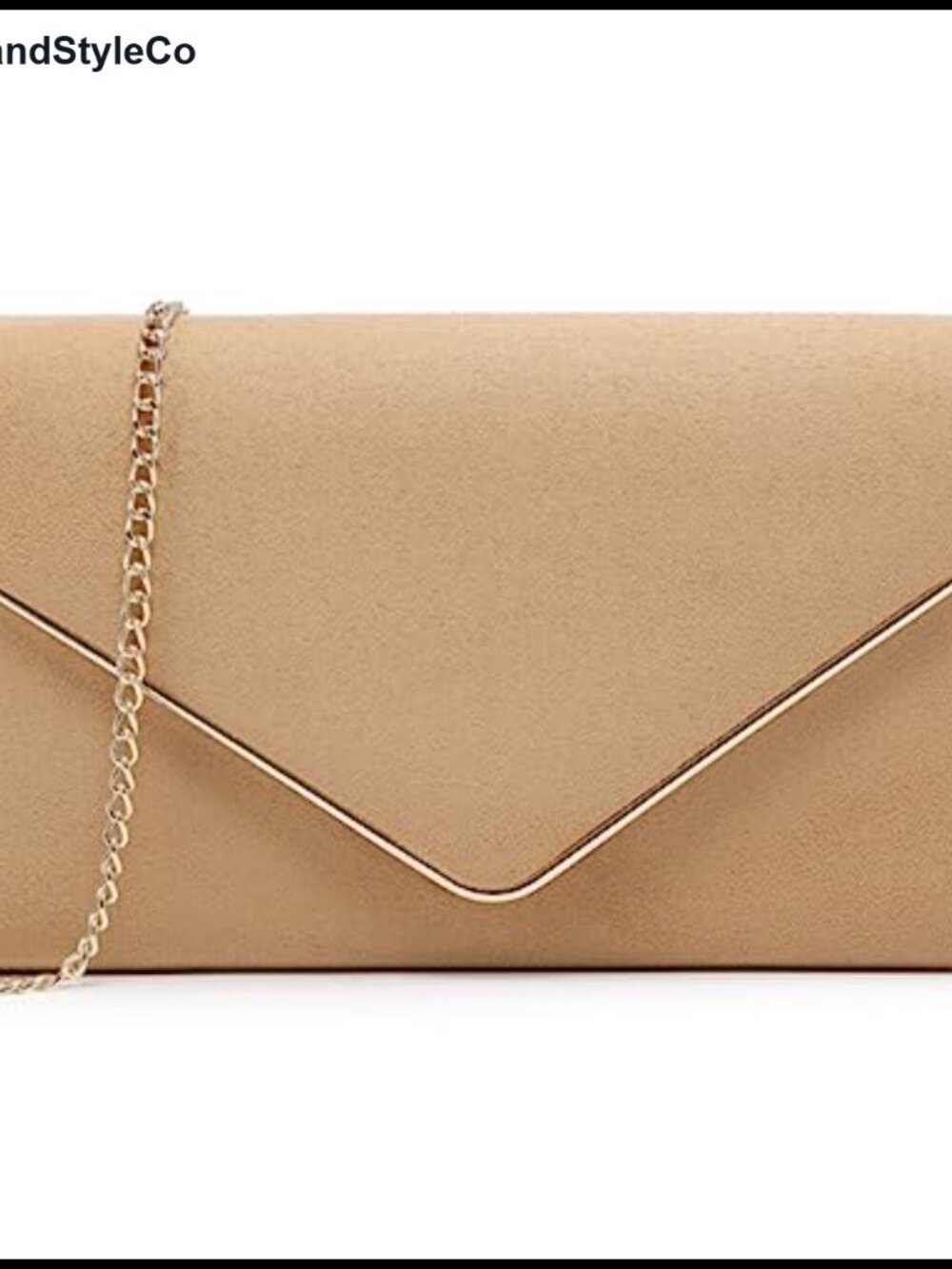 Faux Suede Velvet Evening Clutch with Gold Chain Strap